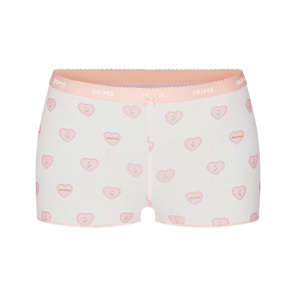 LOGO POINTELLE BABY TEE AND MICRO SHORT SET | SNOW LACE HEARTS