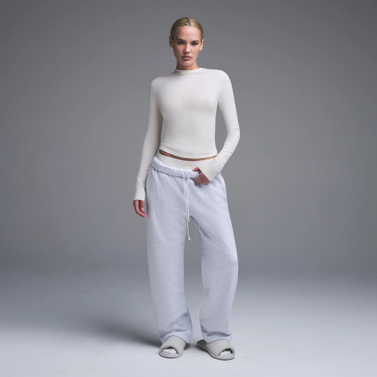 COTTON JERSEY LONG SLEEVE T-SHIRT | MARBLE