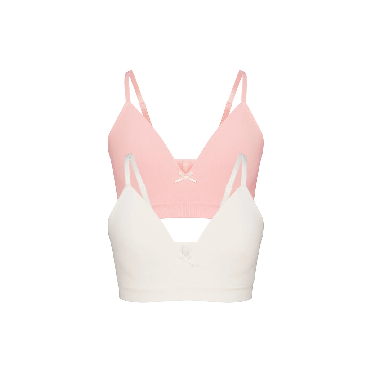 COTTON SEAMLESS JUNIORS TRAINING BRA 2-PACK | MARBLE AND BALLET