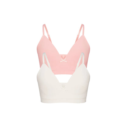 COTTON SEAMLESS JUNIORS TRAINING BRA 2-PACK | MARBLE AND BALLET