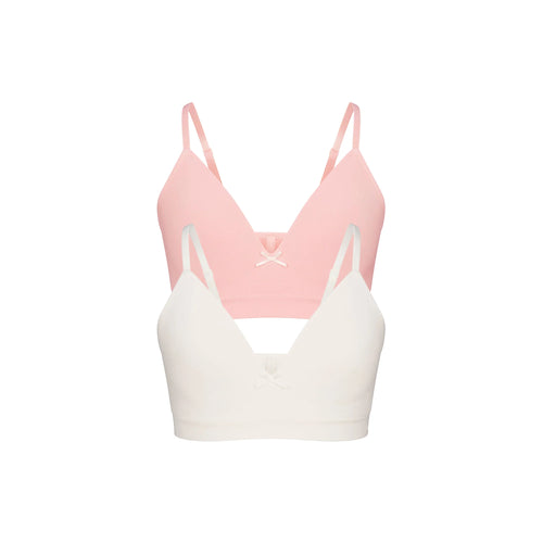 COTTON SEAMLESS JUNIORS TRAINING BRA 2-PACK | MARBLE AND BALLET