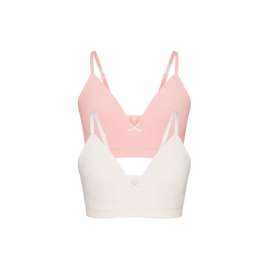 COTTON SEAMLESS JUNIORS TRAINING BRA 2-PACK | MARBLE AND BALLET