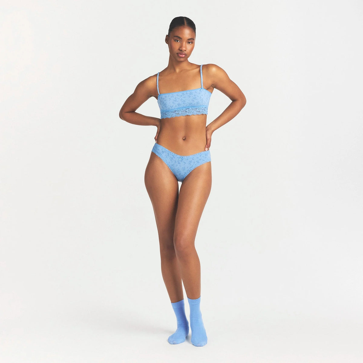 LIGHTWEIGHT COTTON LACE BRIEF | SURF DAINTY FLORAL PRINT