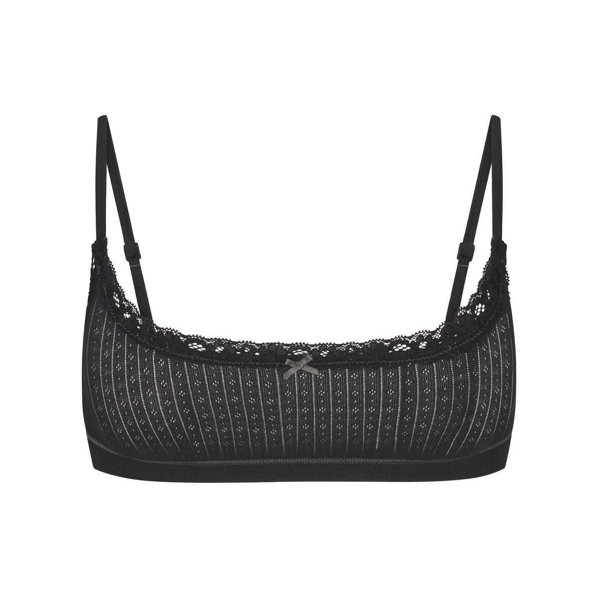 LIGHTWEIGHT COTTON POINTELLE SCOOP BRALETTE | SOOT TONAL
