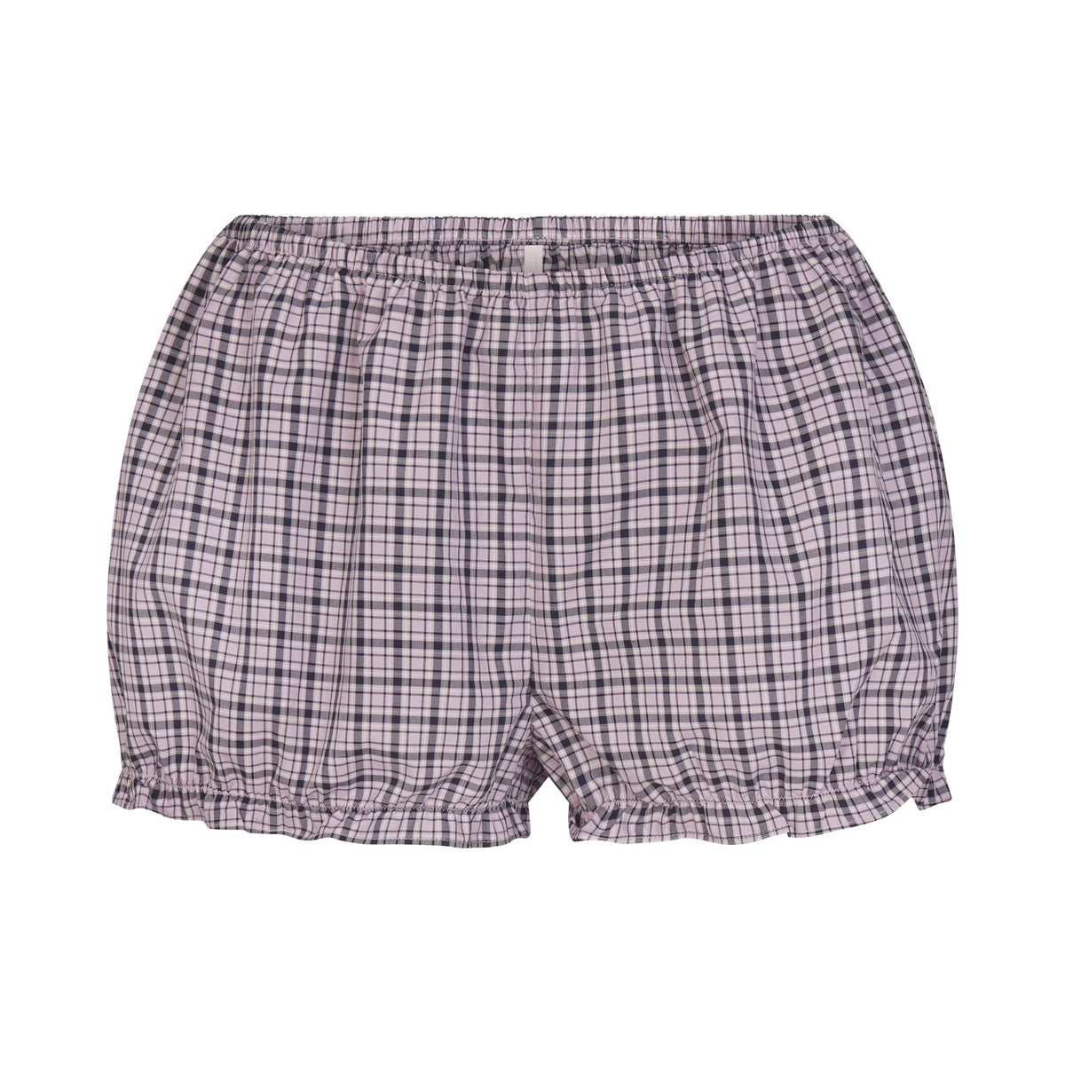 COTTON POPLIN SLEEP CROPPED BUTTON UP AND BLOOMER SET | IRIS MICA NAVY CHECK