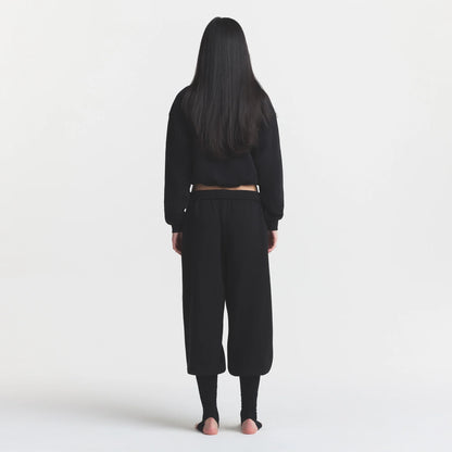 COTTON FLEECE SWEATPANT WITH RIB LEG WARMER WITH EMBOSSED LOGO | ONYX
