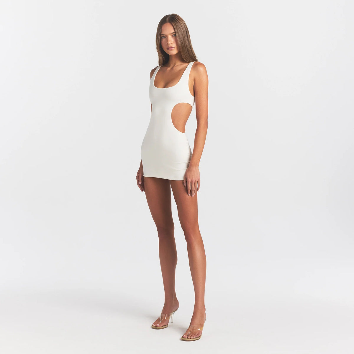 COTTON JERSEY CUT OUT MINI DRESS | MARBLE