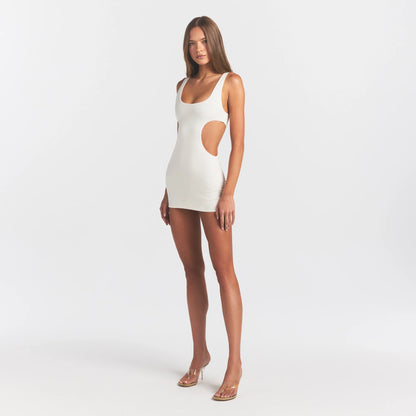 COTTON JERSEY CUT OUT MINI DRESS | MARBLE