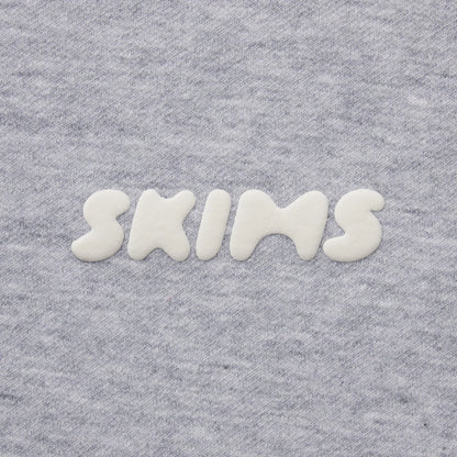 COTTON FLEECE HOODIE WITH EMBOSSED LOGO | HEATHER GREY