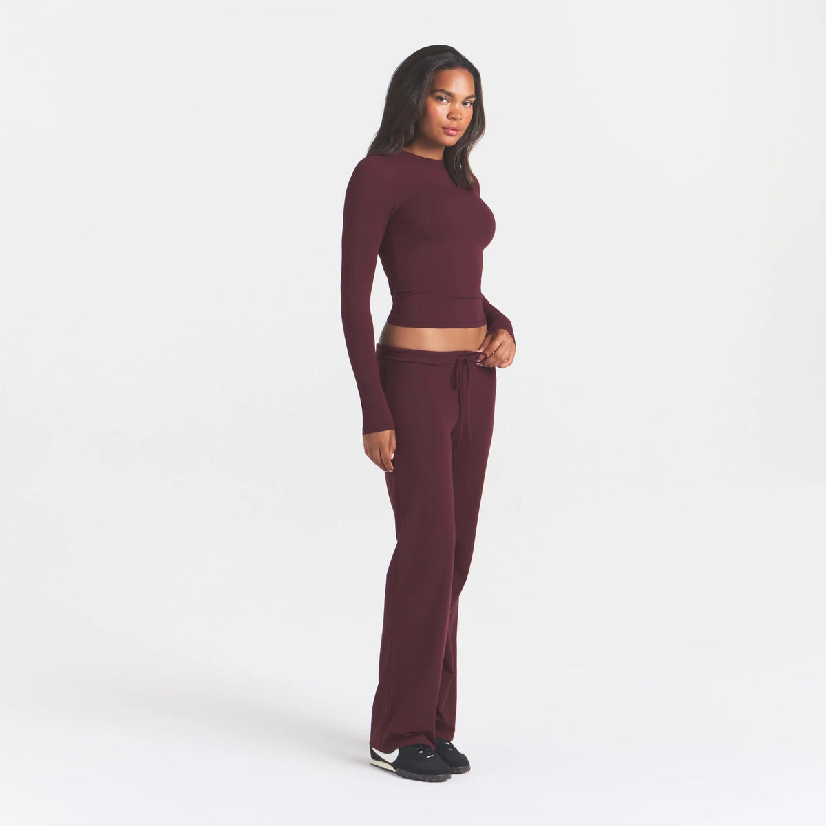 COTTON JERSEY STRAIGHT LEG PANT | CURRANT