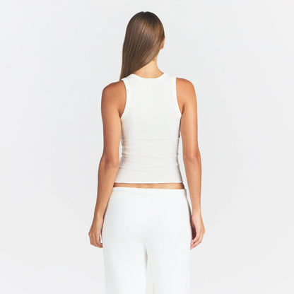 COTTON RIB SCOOP NECK TANK | MARBLE