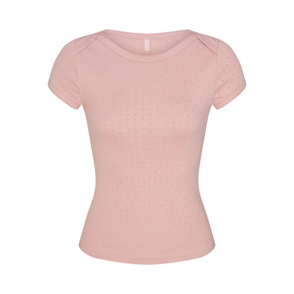HEAVY POINTELLE BOATNECK TEE | MORGANITE