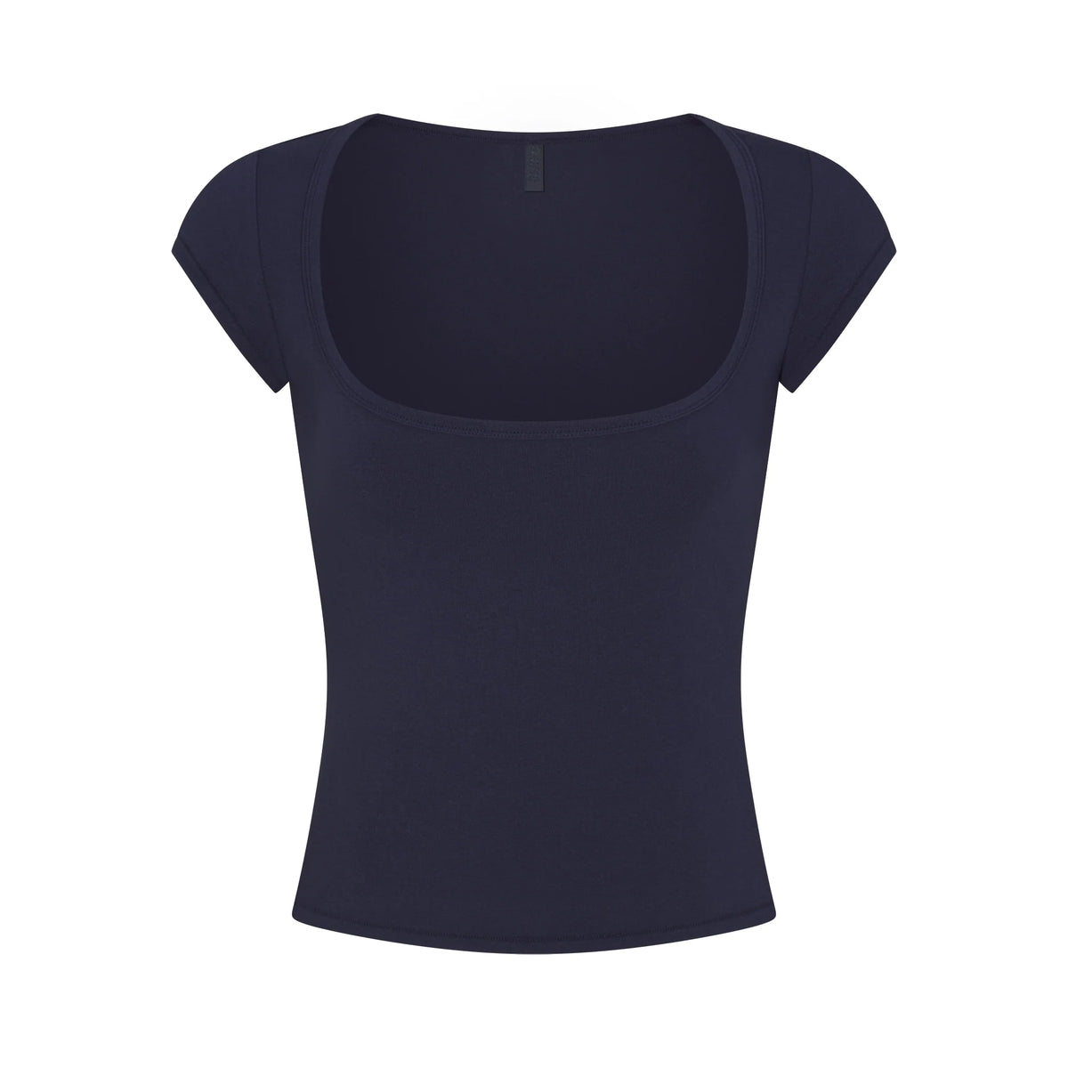 COTTON JERSEY SCOOP NECK T-SHIRT | NAVY