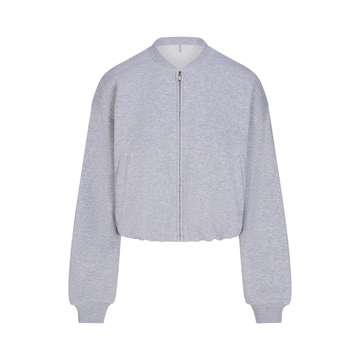 COTTON FLEECE BOMBER JACKET | HEATHER GREY