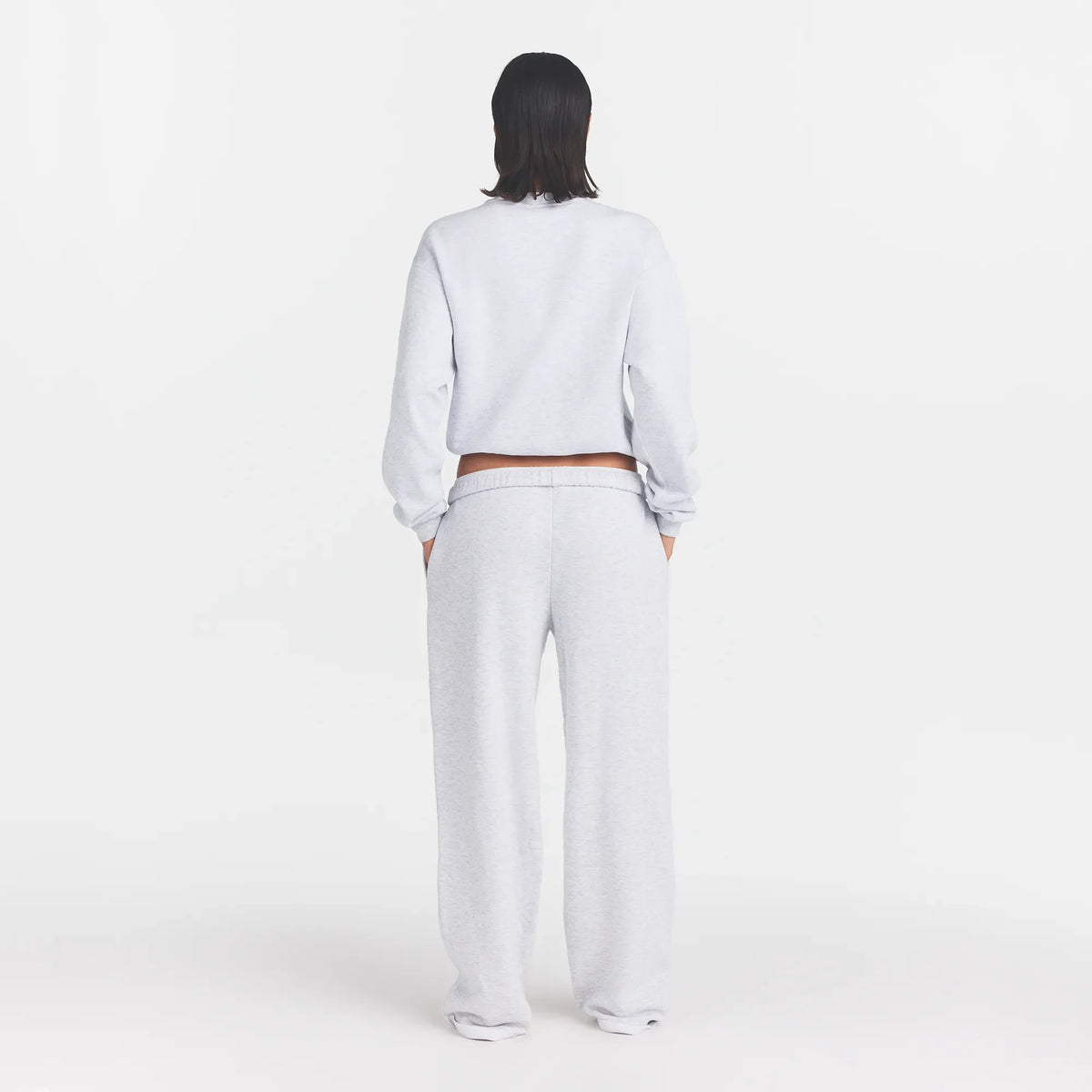 COTTON FLEECE LOGO CLASSIC STRAIGHT LEG PANT | LIGHT HEATHER GREY WITH ONYX LOGO