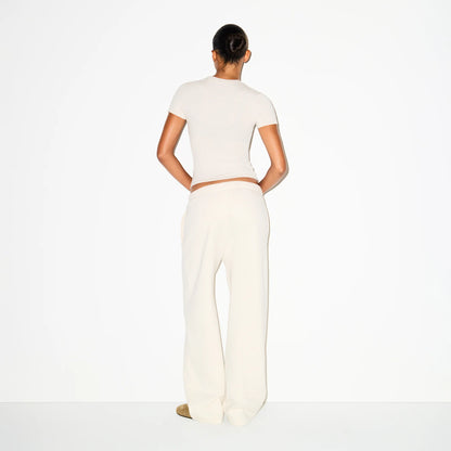 COTTON FLEECE STRAIGHT LEG PANT | OATMEAL HEATHER