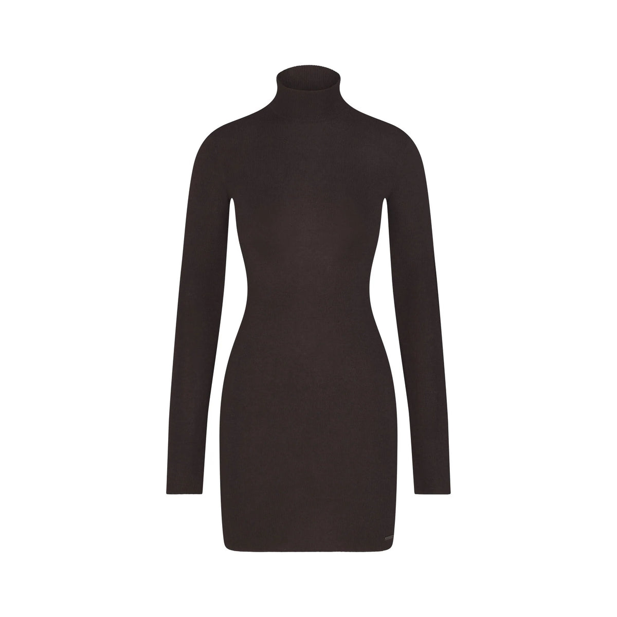 ESSENTIAL KNIT MOCK NECK MINI DRESS | ESPRESSO