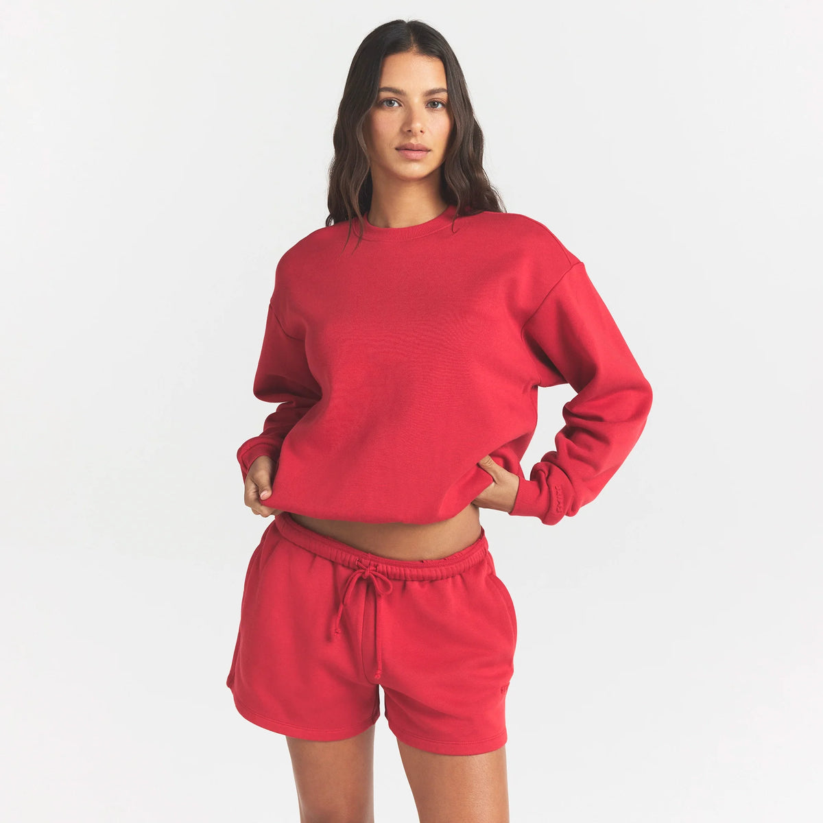 COTTON FLEECE CREWNECK | WASHED RED