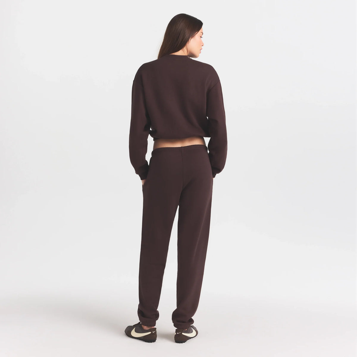 COTTON FLEECE JOGGER WITH EMBOSSED LOGO | ESPRESSO
