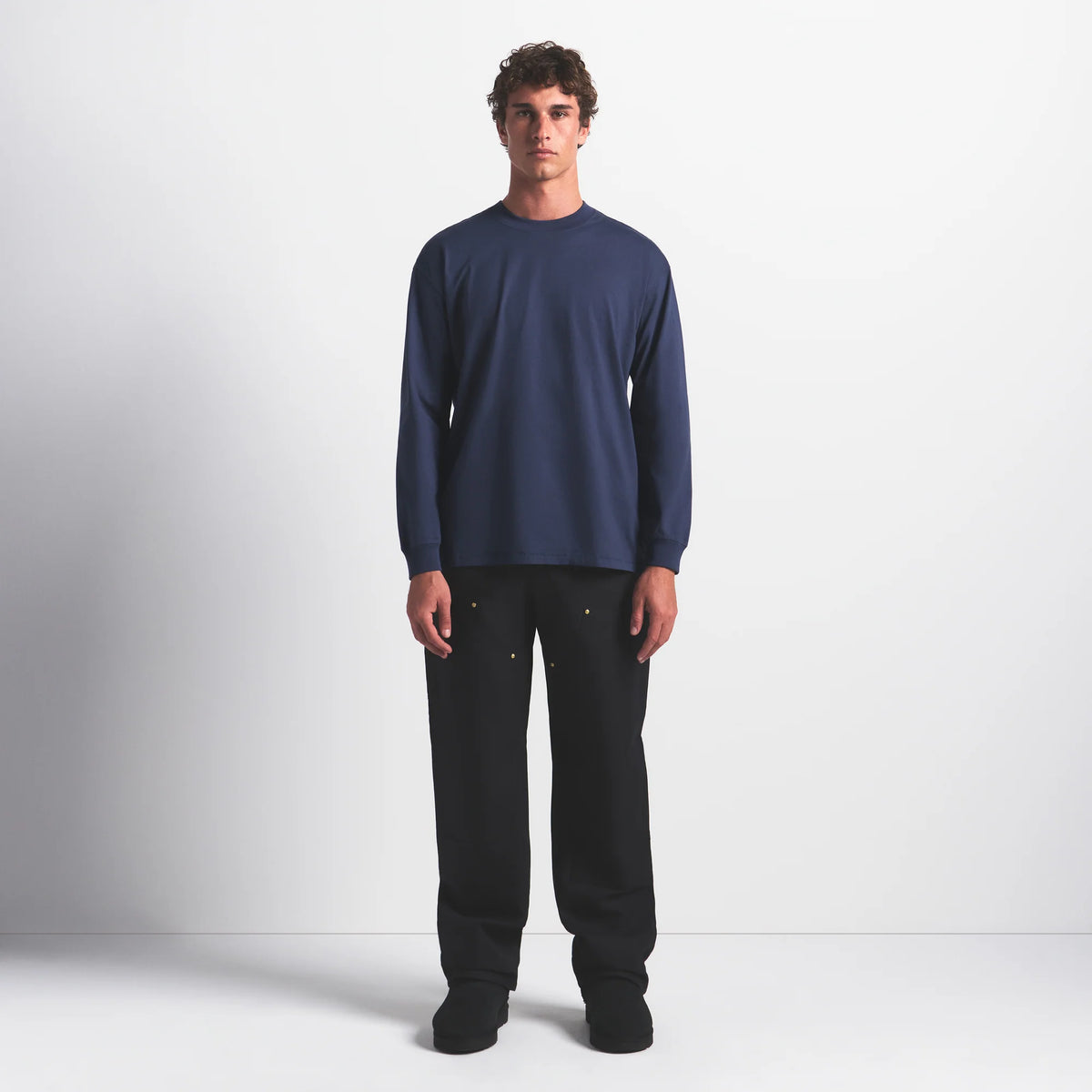 HEAVYWEIGHT COTTON MENS RELAXED LONG SLEEVE T-SHIRT | DAMSON