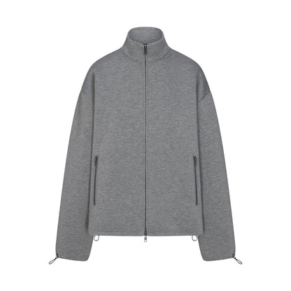 NEOPRENE OUTERWEAR OVERSIZED MOCK NECK JACKET | DARK HEATHER GREY