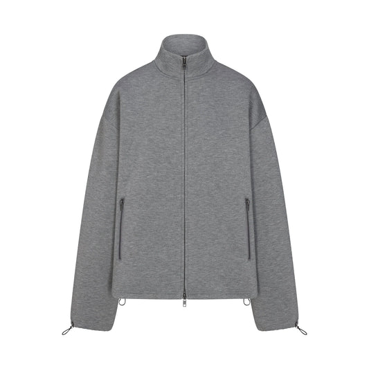 NEOPRENE OUTERWEAR OVERSIZED MOCK NECK JACKET | DARK HEATHER GREY