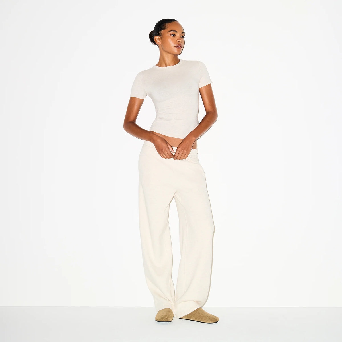 COTTON FLEECE STRAIGHT LEG PANT | OATMEAL HEATHER