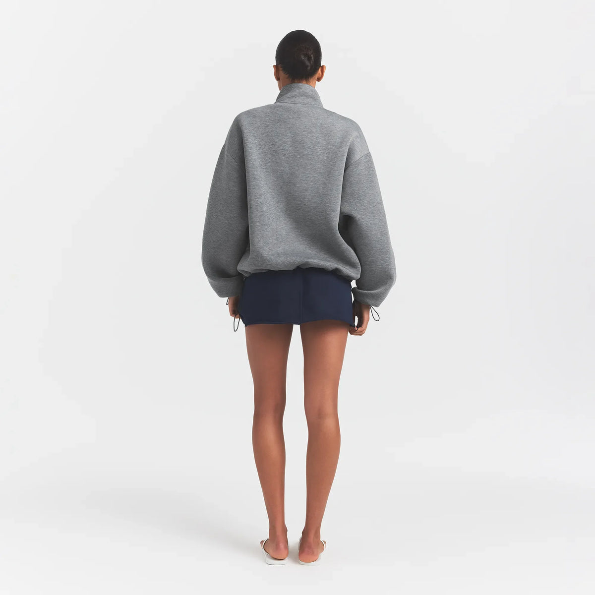 NEOPRENE OUTERWEAR OVERSIZED MOCK NECK JACKET | DARK HEATHER GREY