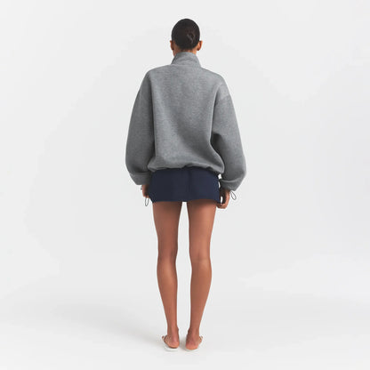 NEOPRENE OUTERWEAR OVERSIZED MOCK NECK JACKET | DARK HEATHER GREY