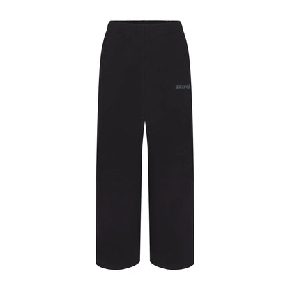 COTTON FLEECE STRAIGHT LEG PANT WITH EMBOSSED LOGO | ONYX