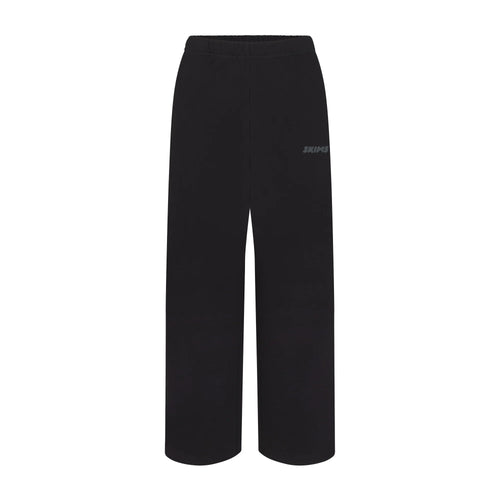 COTTON FLEECE STRAIGHT LEG PANT WITH EMBOSSED LOGO | ONYX