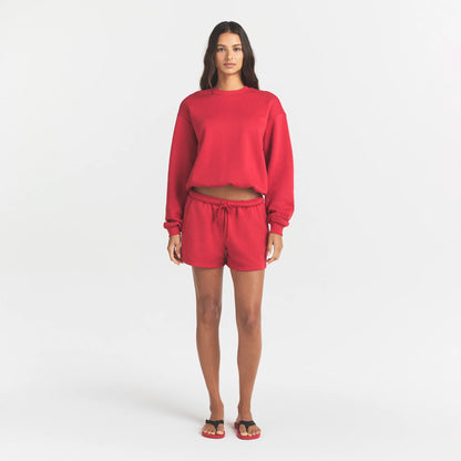 COTTON FLEECE CREWNECK | WASHED RED