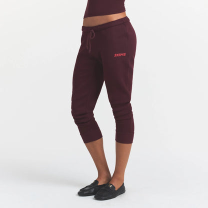 COTTON FLEECE LEGGING WITH EMBOSSED LOGO | CURRANT