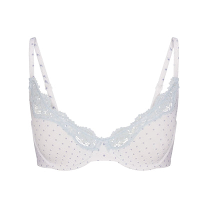 FITS EVERYBODY LACE UNLINED SCOOP BRA | SLATE PIN DOT PRINT