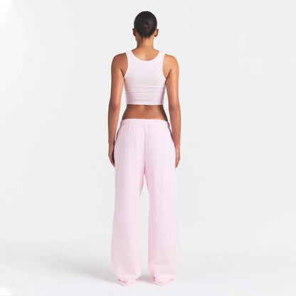 COTTON FLEECE STRAIGHT LEG PANT | CHERRY BLOSSOM