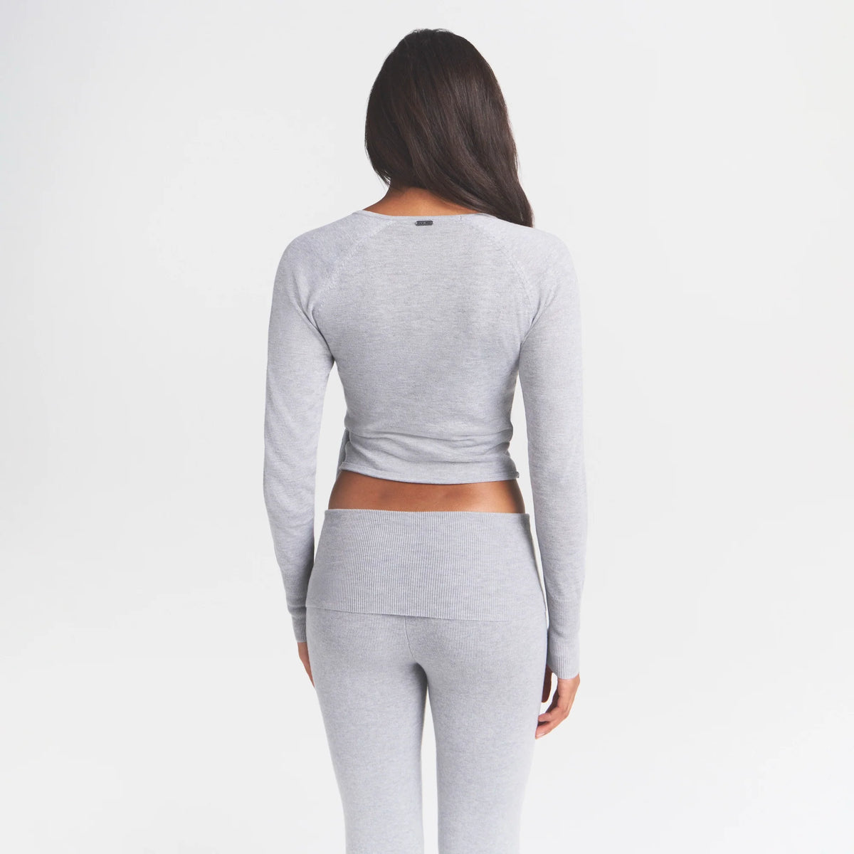 ESSENTIAL KNIT WRAP SWEATER | MID HEATHER GREY