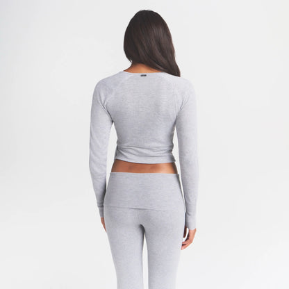 ESSENTIAL KNIT WRAP SWEATER | MID HEATHER GREY