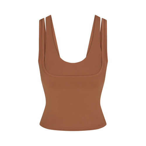 NikeSKIMS MATTE DOUBLE STRAP SCOOP TANK | CAROB BROWN