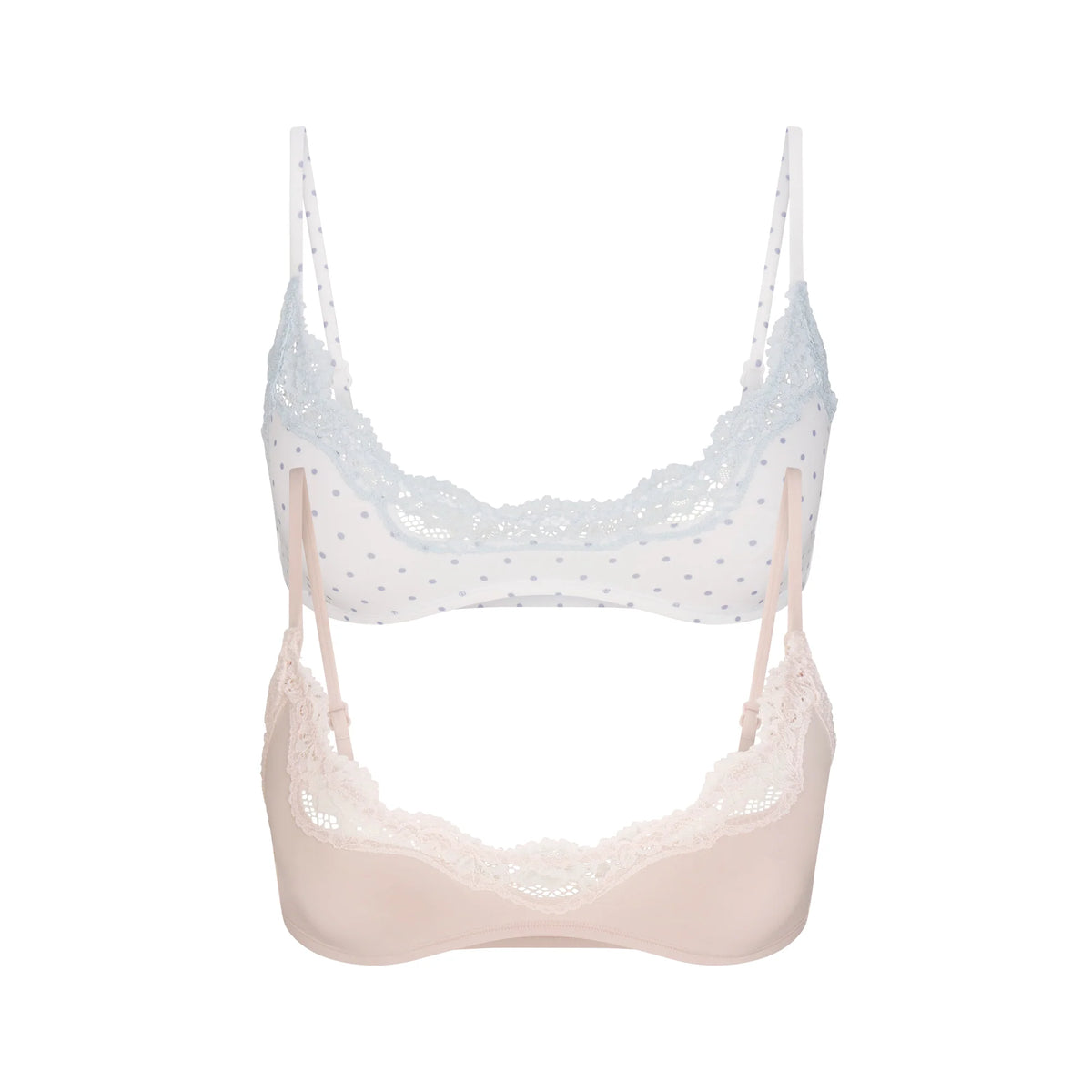 FITS EVERYBODY LACE SCOOP BRALETTE 2-PACK | DUSTY PINK AND PIN DOT