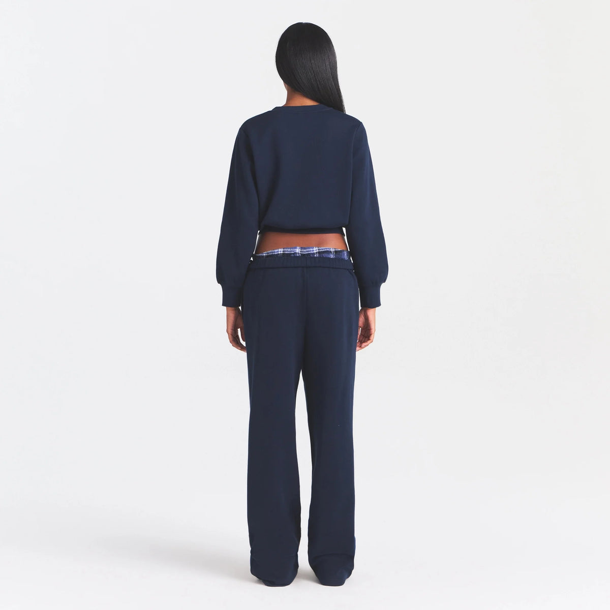 COTTON FLEECE STRAIGHT LEG PANT | NAVY