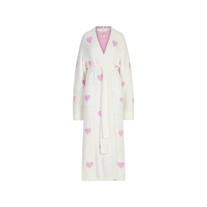 COZY KNIT UNISEX ROBE | IVORY SPACED HEARTS