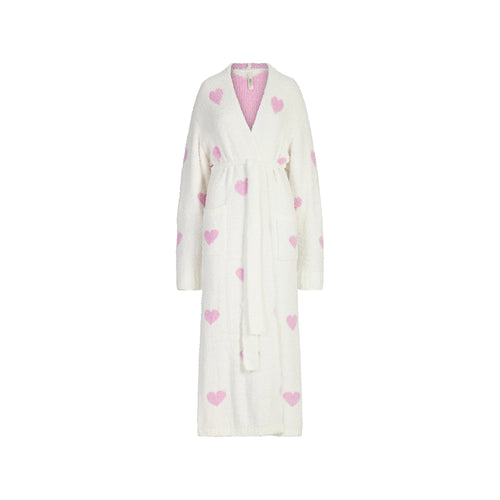 COZY KNIT UNISEX ROBE | IVORY SPACED HEARTS