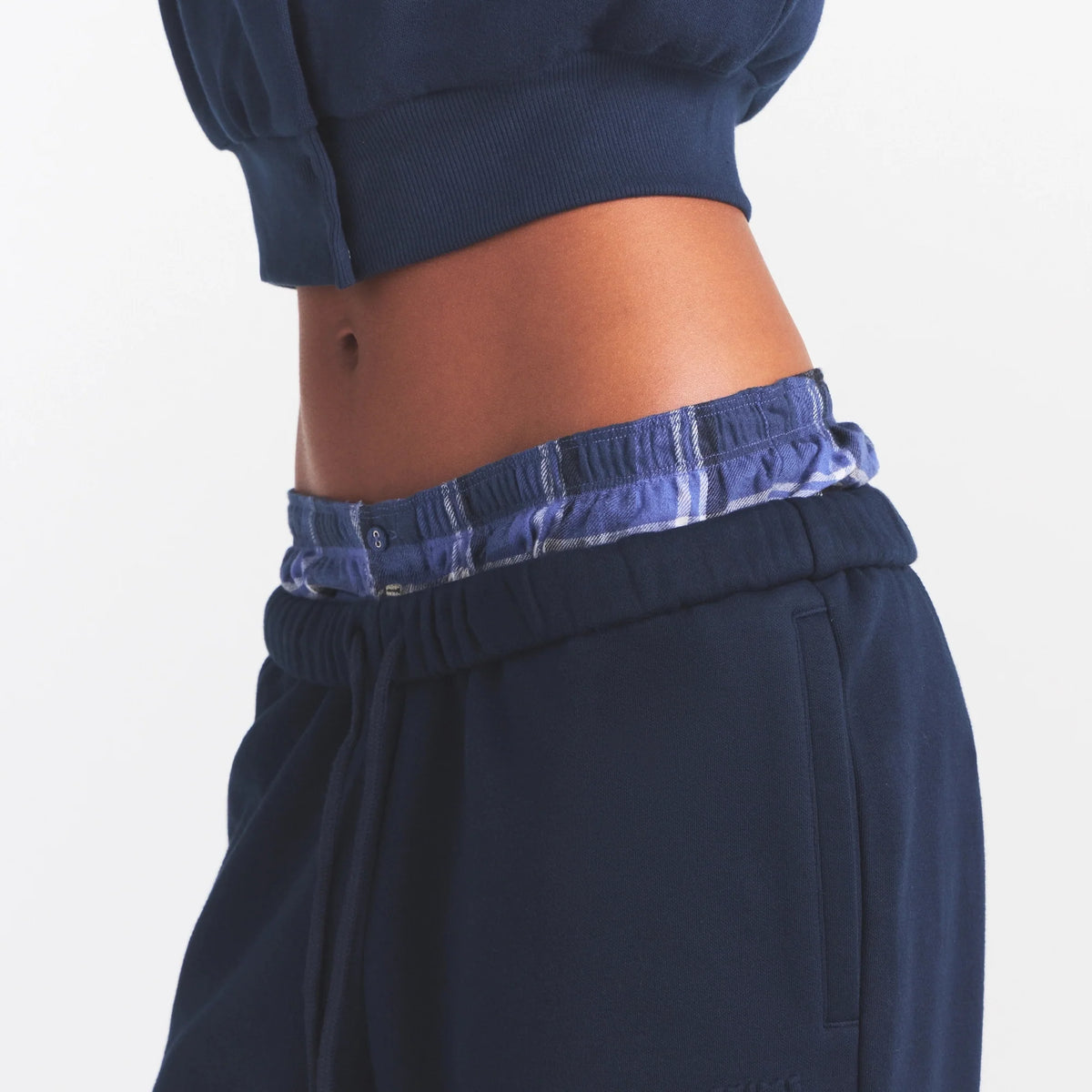 COTTON FLEECE STRAIGHT LEG PANT | NAVY