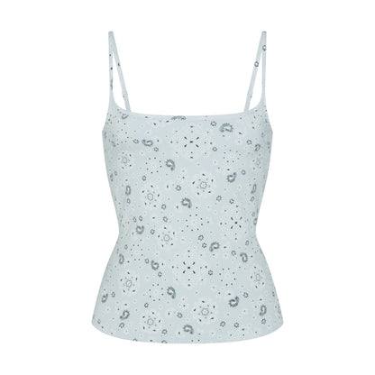 COTTON JERSEY SCOOP NECK CAMI | POWDER BLUE BANDANA