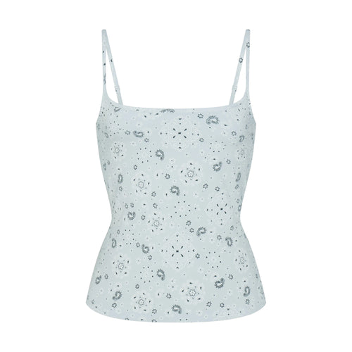 COTTON JERSEY SCOOP NECK CAMI | POWDER BLUE BANDANA