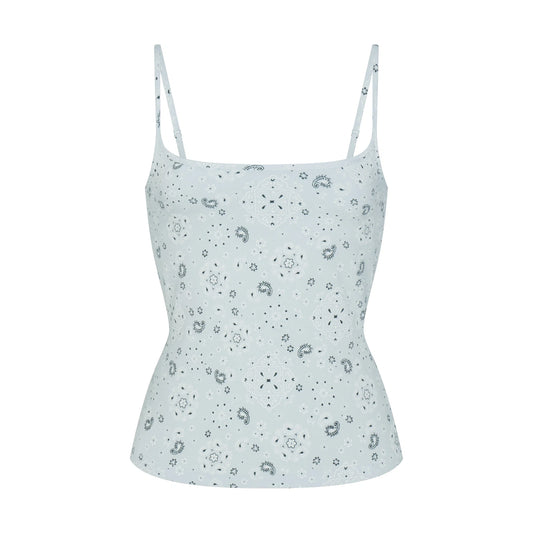 COTTON JERSEY SCOOP NECK CAMI | POWDER BLUE BANDANA