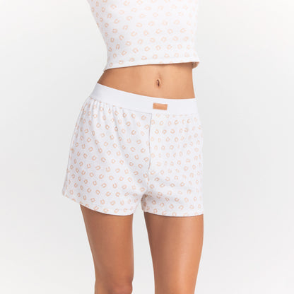 COTTON RIB LOOSE BOXER | OCHRE HORSESHOE PRINT