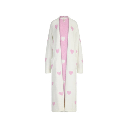 COZY KNIT UNISEX ROBE | IVORY SPACED HEARTS