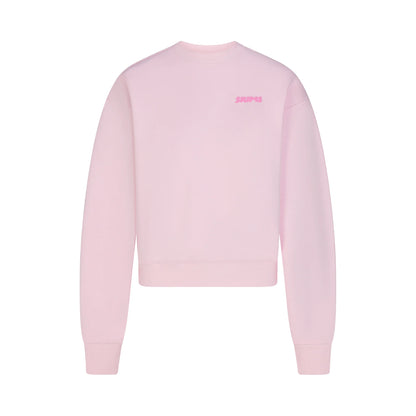 COTTON FLEECE CREWNECK WITH EMBOSSED LOGO | CHERRY BLOSSOM