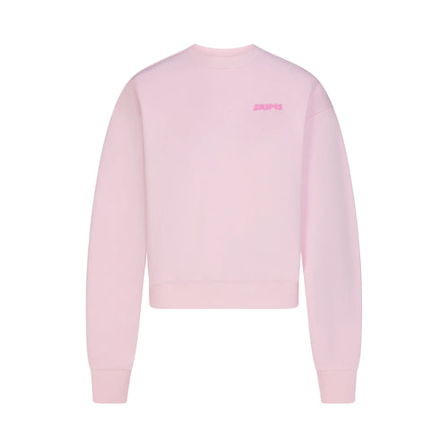 COTTON FLEECE CREWNECK WITH EMBOSSED LOGO | CHERRY BLOSSOM